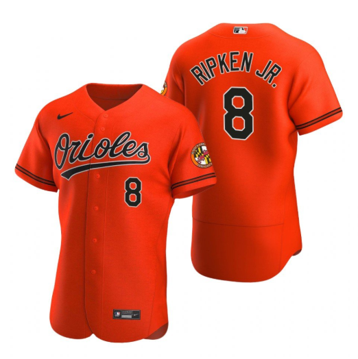 Men's Baltimore Orioles #8 Cal Ripken Jr. Orange Flex Base Stitched Jersey